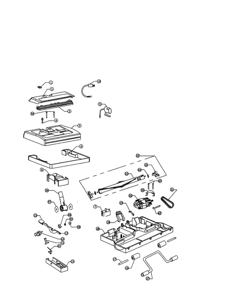 Power Nozzle Diagram and Parts List for 4750  Dirt Devil Canister Vacuum